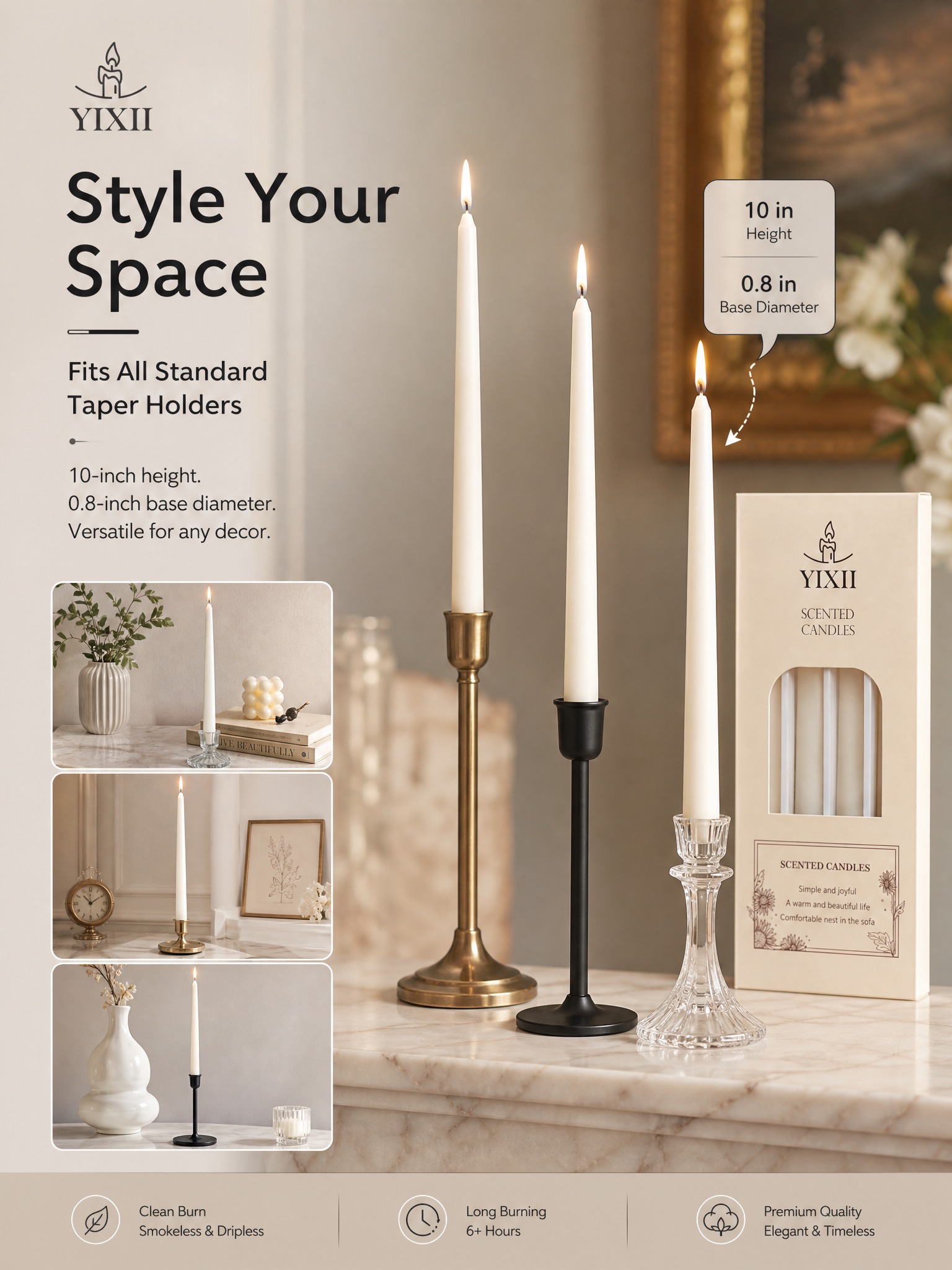 4개입 세로 줄무늬 롱 스틱 향초, 소이 왁스로 제작, - Home Fragrance No 4 리뷰 및 가격